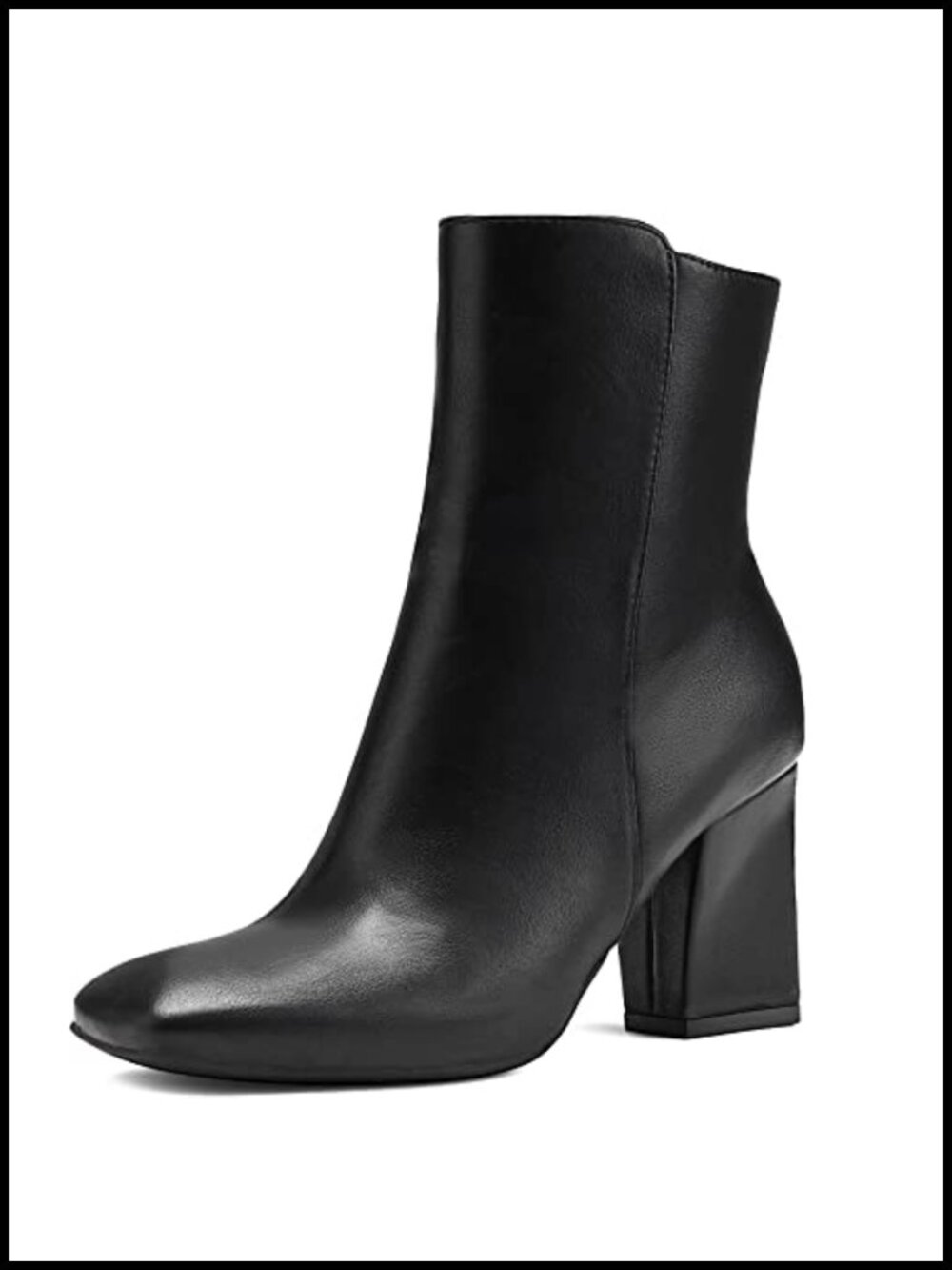 Women's Square Toe Ankle Boots Side Zipper Chunky Block Heel Booties